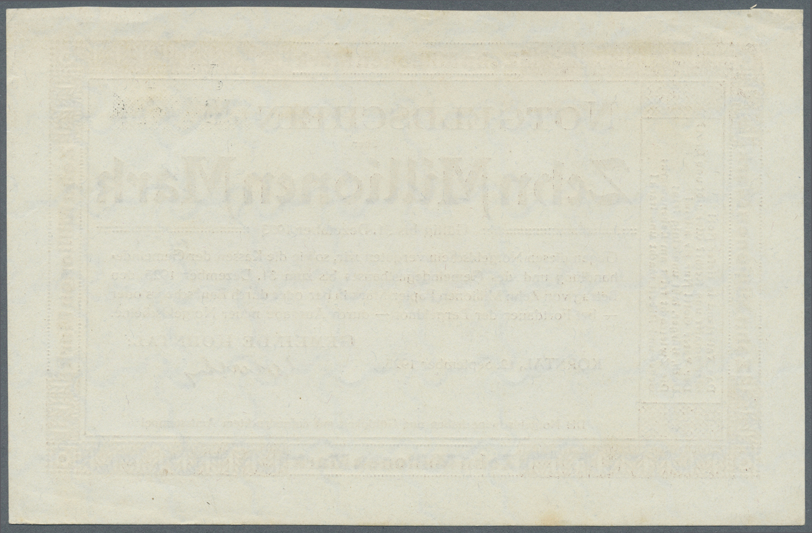 04299 Deutschland - Notgeld - Württemberg: Korntal, Gemeinde, 5, 10 Mio. Mark, 12.9.1923, Erh. II, Total 2 Scheine - [11] Emissions Locales