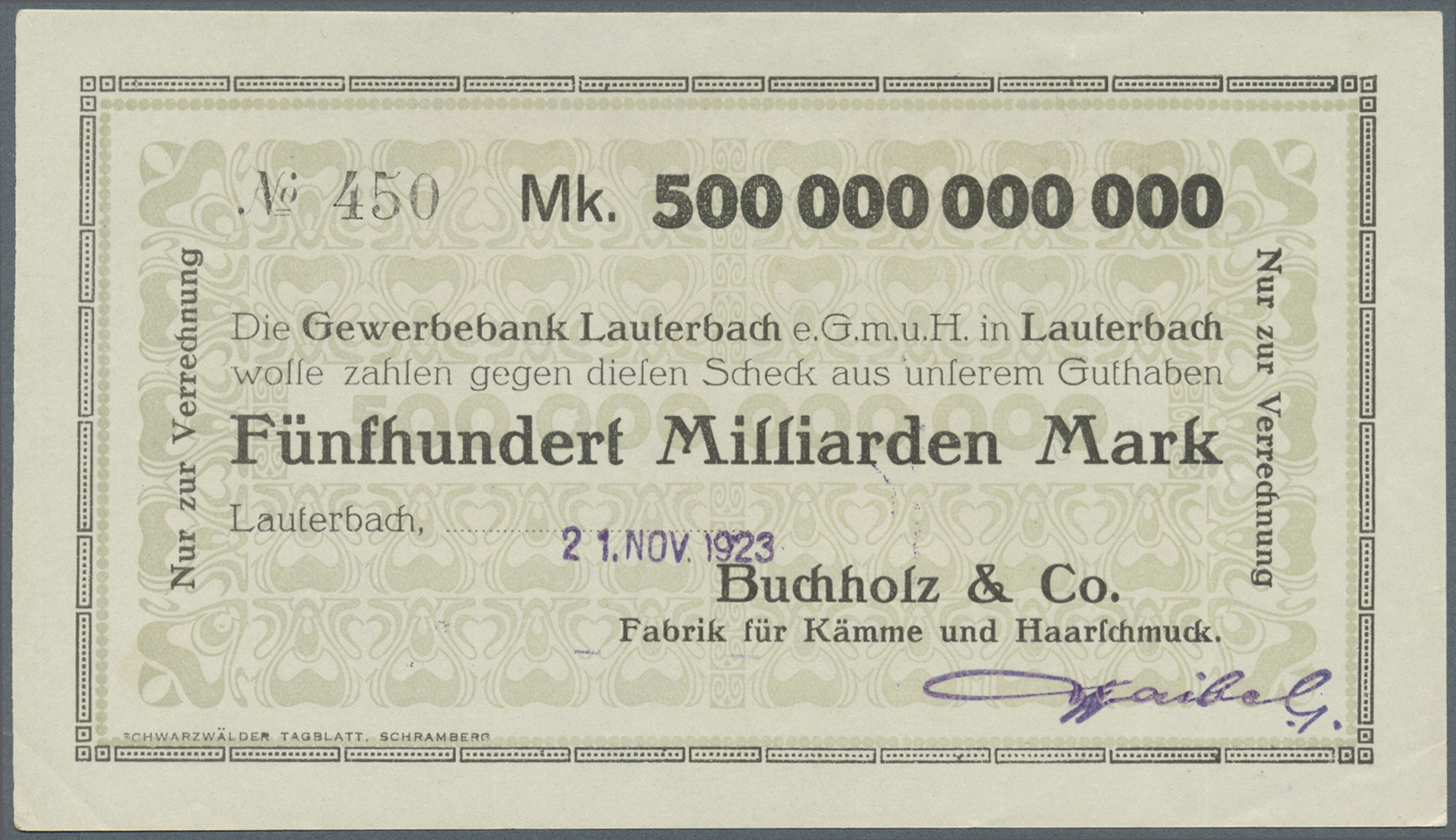 04302 Deutschland - Notgeld - Württemberg: Lauterbach, Buchholz & Co., 1 Mrd., 25.10.1923, Erh. IV; 10 Mrd., 27.10.1923, - [11] Emissions Locales