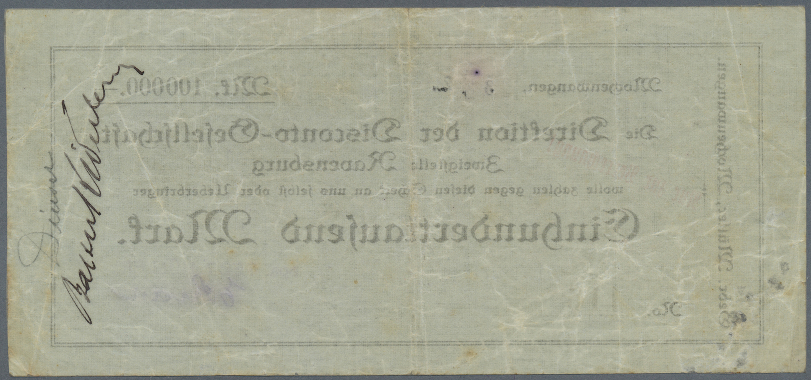 04308 Deutschland - Notgeld - Württemberg: Mochenwangen, Gebr. Müller, 100 Tsd. Mark, 3.8.1923 (gestempelt), Scheck Auf - [11] Emissions Locales