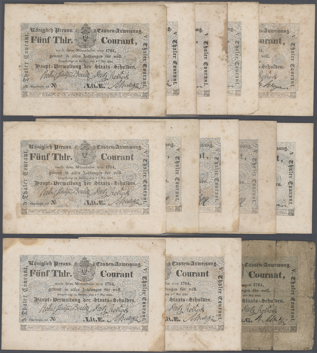 04500 Deutschland - Altdeutsche Staaten: Haupt Verwaltung Der Staats Schulden, Berlin Lot Mit 14 Banknoten Zu 5 Thaler C - [ 1] …-1871 : Etats Allemands