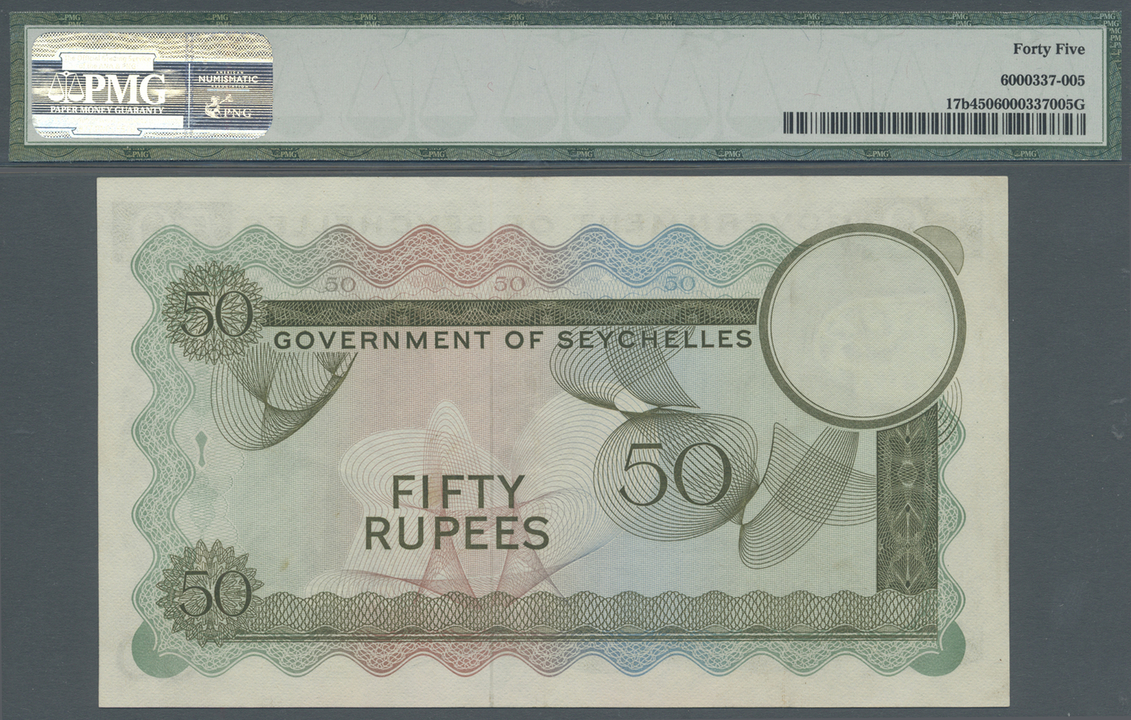 02894 Seychelles / Seychellen: 50 Rupees ND(1969) P. 17b. PMG Graded 45 Choice XF. - Seychelles