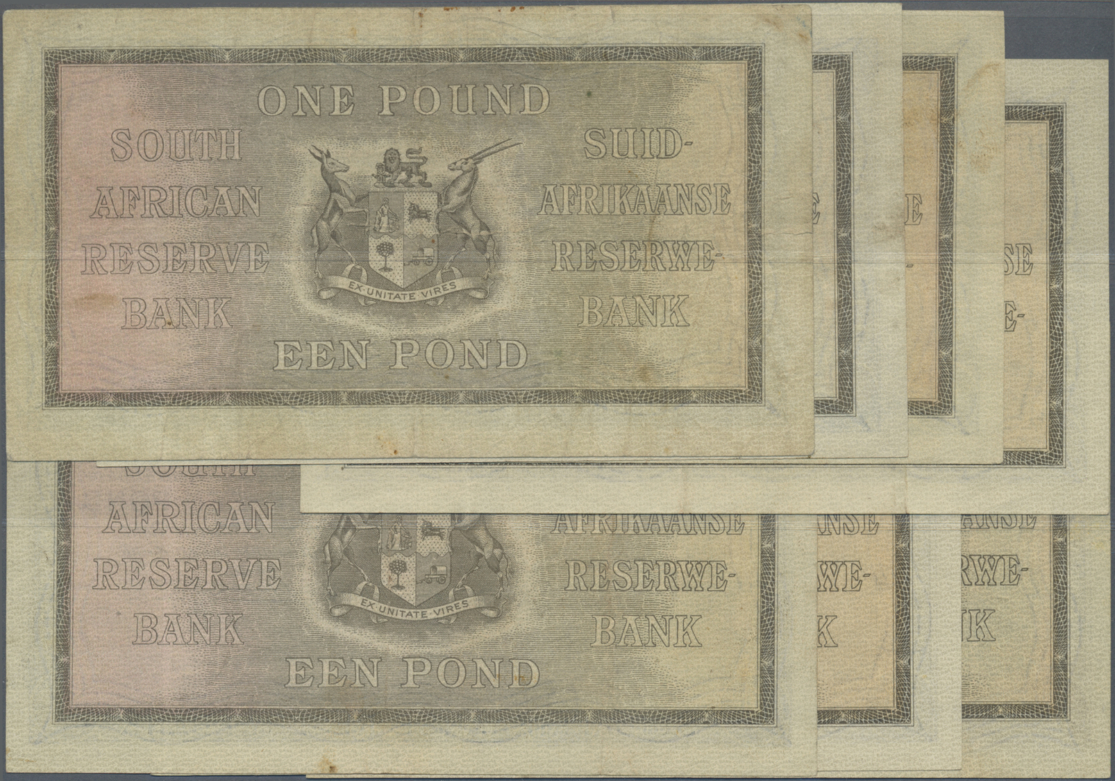 02947 South Africa / Südafrika: Set Of 7 Notes Of 1 Pound P. 84 Containing Dates 1x 1941, 1x 1942, 2x 1943, 1x 1944 And - Afrique Du Sud