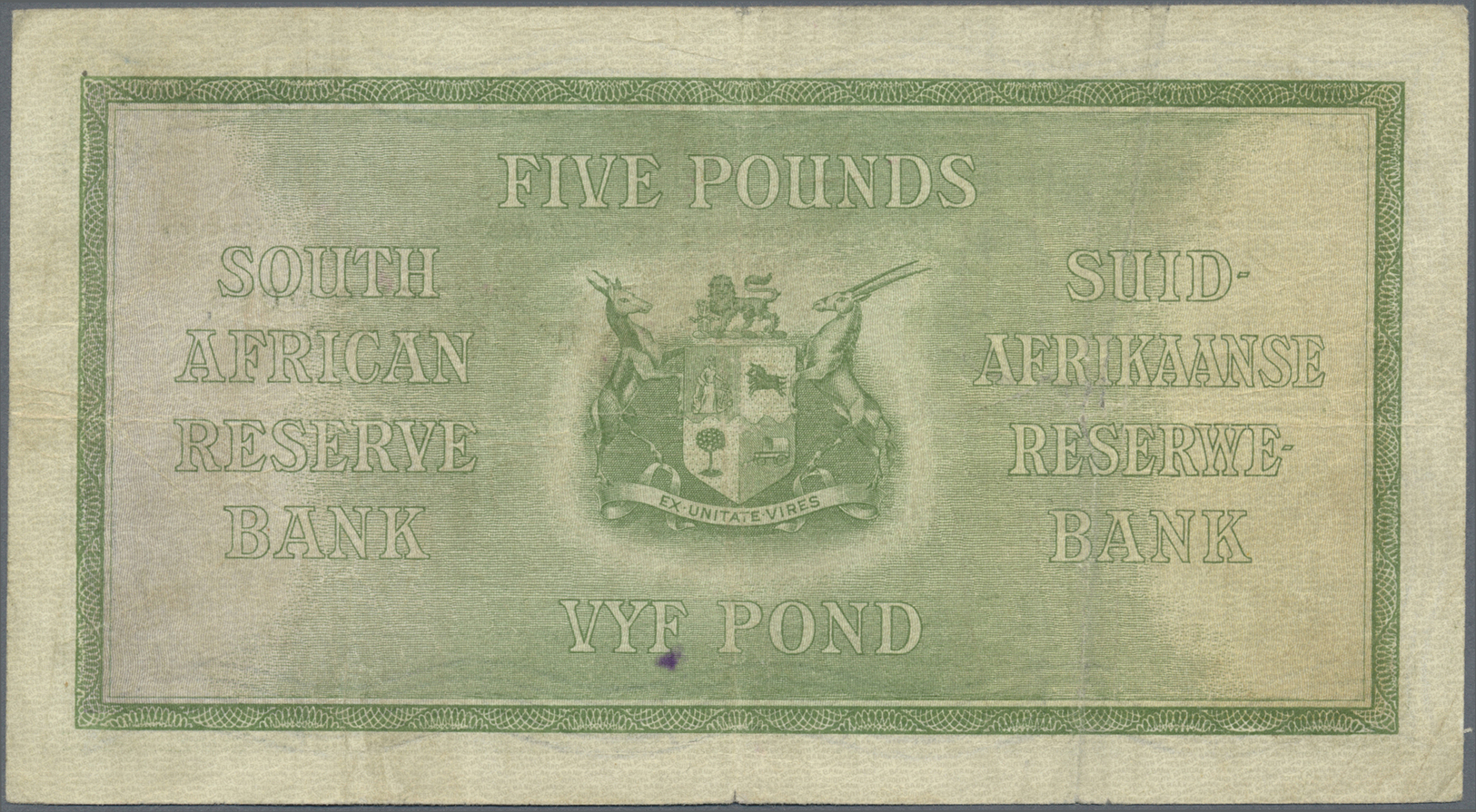 02950 South Africa / Südafrika: 5 Pounds 1929 P. 86a In Used Condition With Several Folds And Creases, Minor Border Tear - Afrique Du Sud