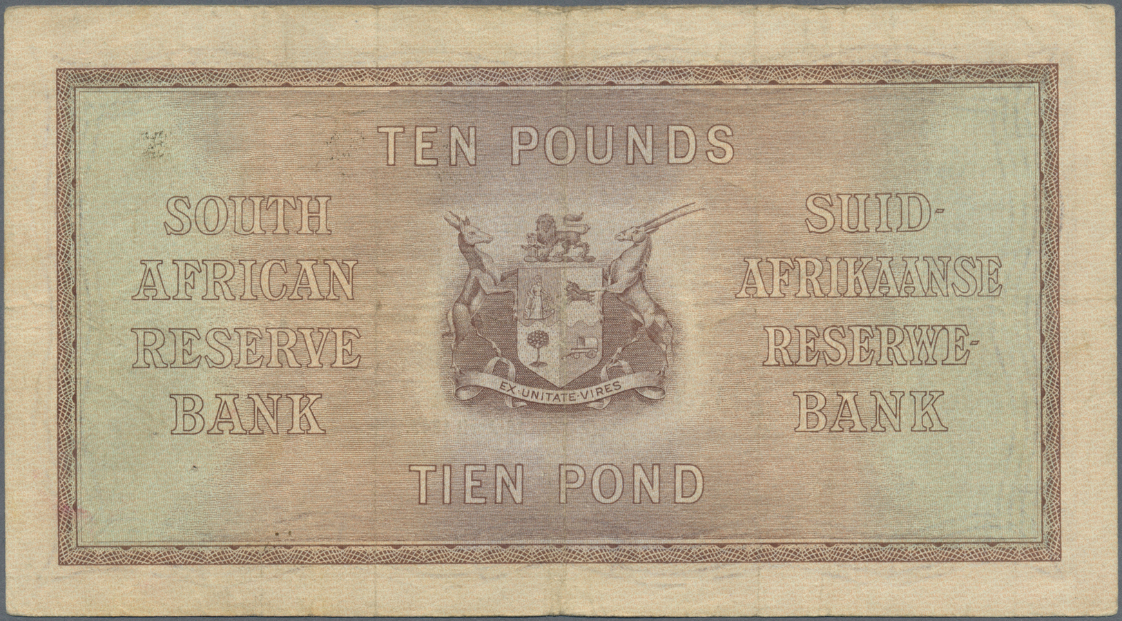 02951 South Africa / Südafrika: 10 POunds 1943 P. 87, Used With Folds And Pinholes, No Tears, Still Strongness In Paper - Afrique Du Sud