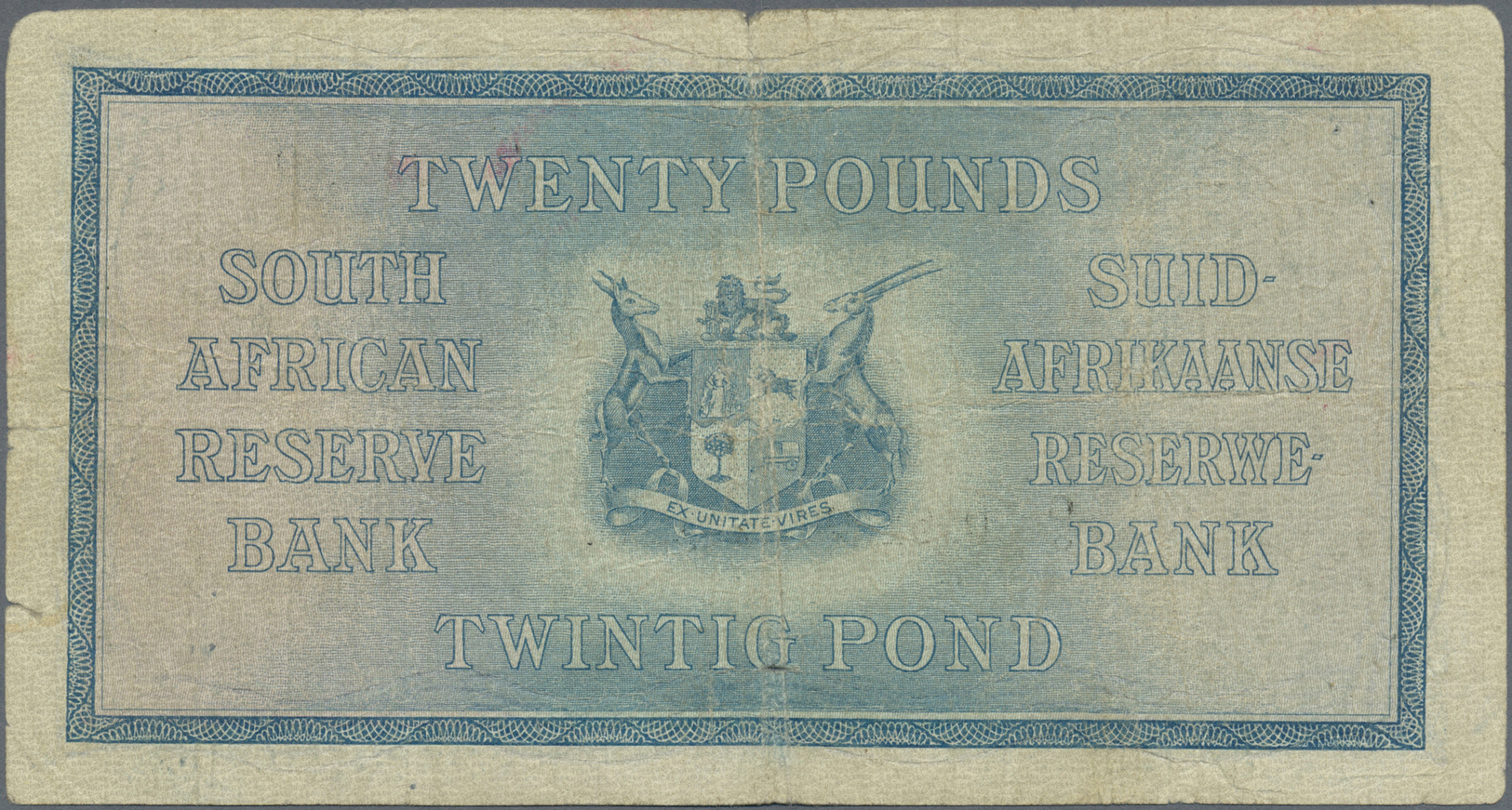 02953 South Africa / Südafrika: 20 Pounds 1933 P. 88b, Seldom Seen Denomination, Used With Several Folds And Creases, Mi - Afrique Du Sud