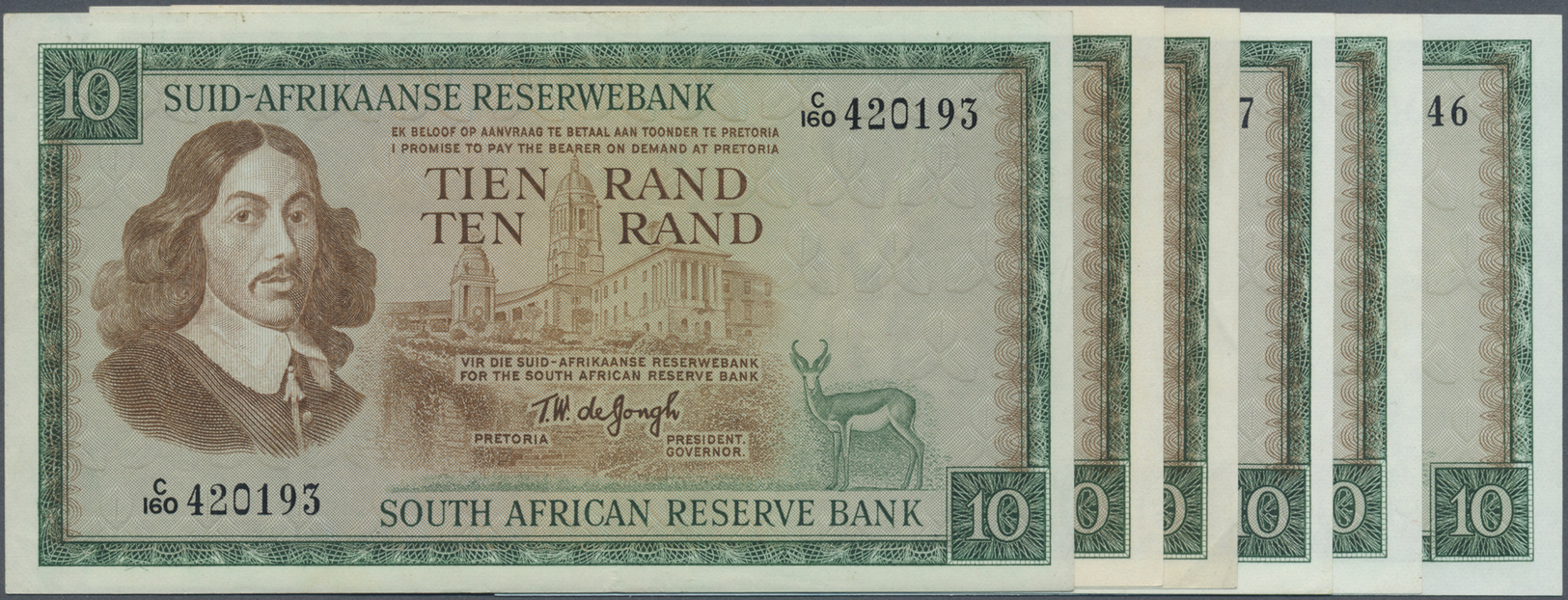 02958 South Africa / Südafrika: Set Of 6 Notes Of 10 Rand, Different Issues Containing 2x With Title "South African Rese - Afrique Du Sud