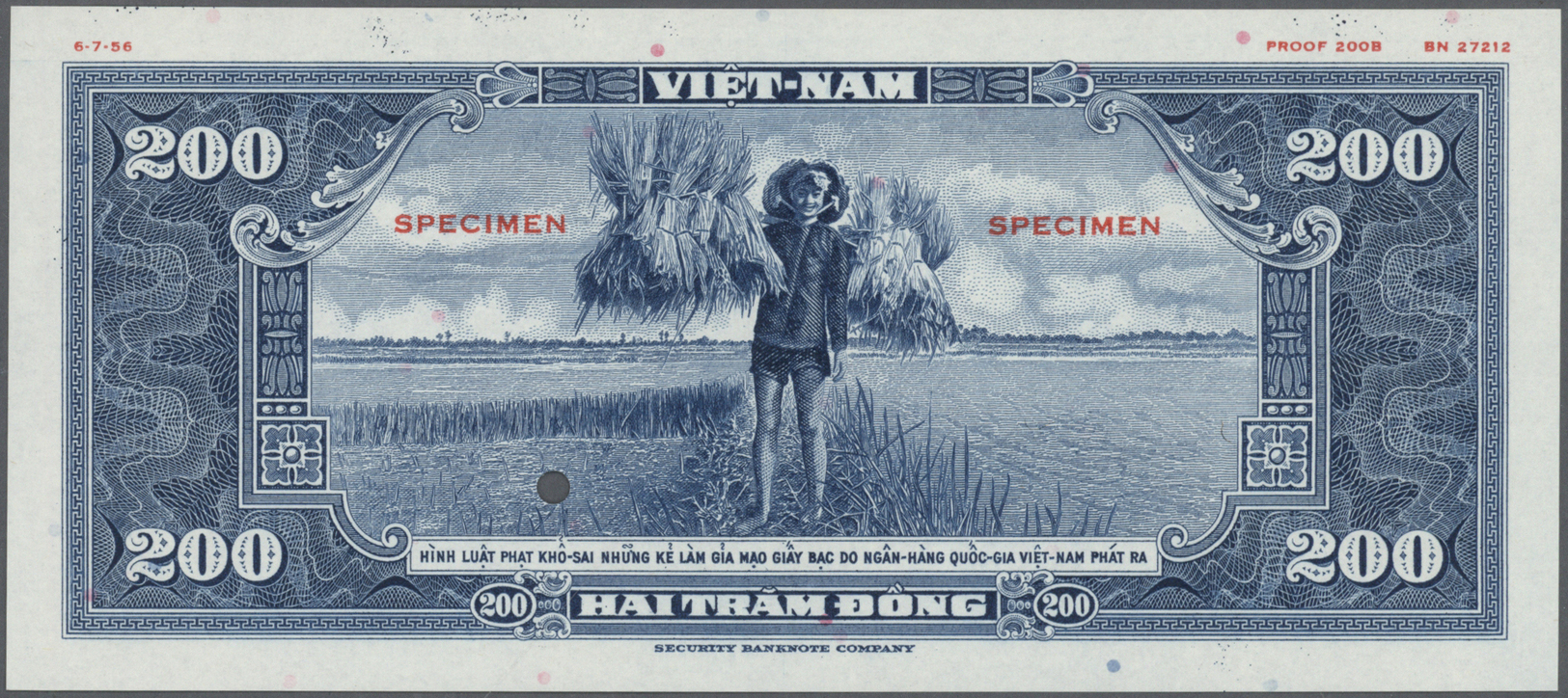 02967 South Vietnam / Süd Vietnam: large set of 11 separately printed front and back side proofs (total 22 proofs font &