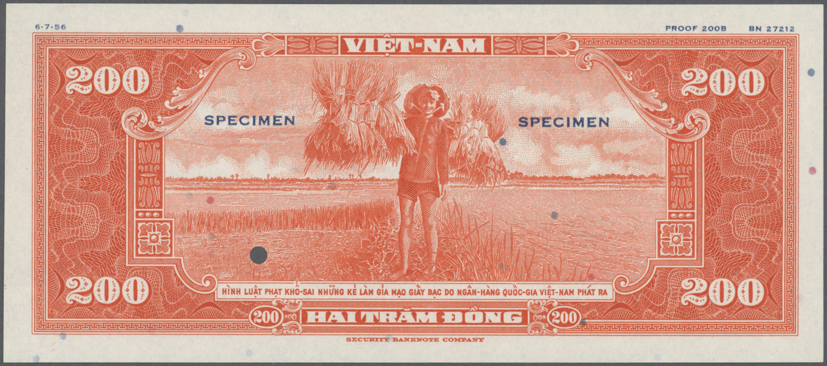 02967 South Vietnam / Süd Vietnam: large set of 11 separately printed front and back side proofs (total 22 proofs font &