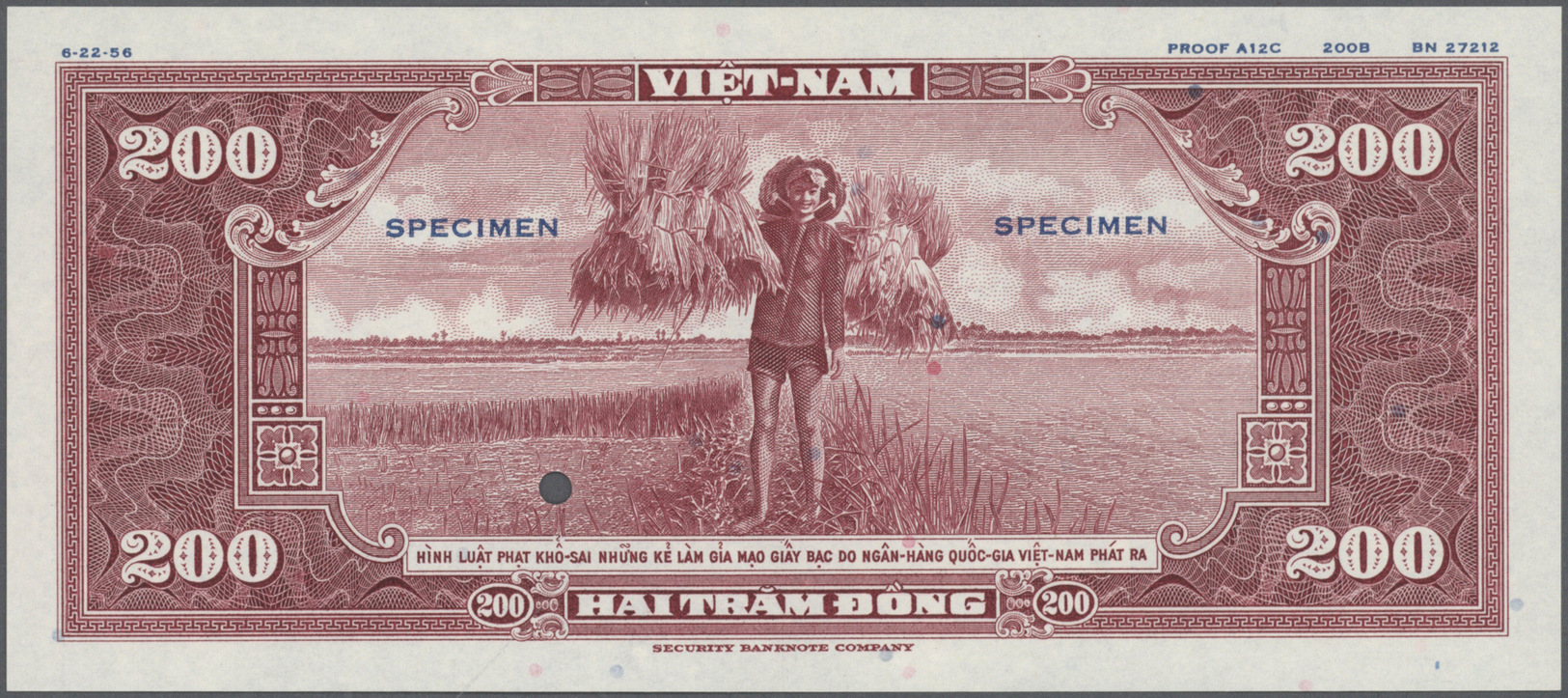 02967 South Vietnam / Süd Vietnam: large set of 11 separately printed front and back side proofs (total 22 proofs font &