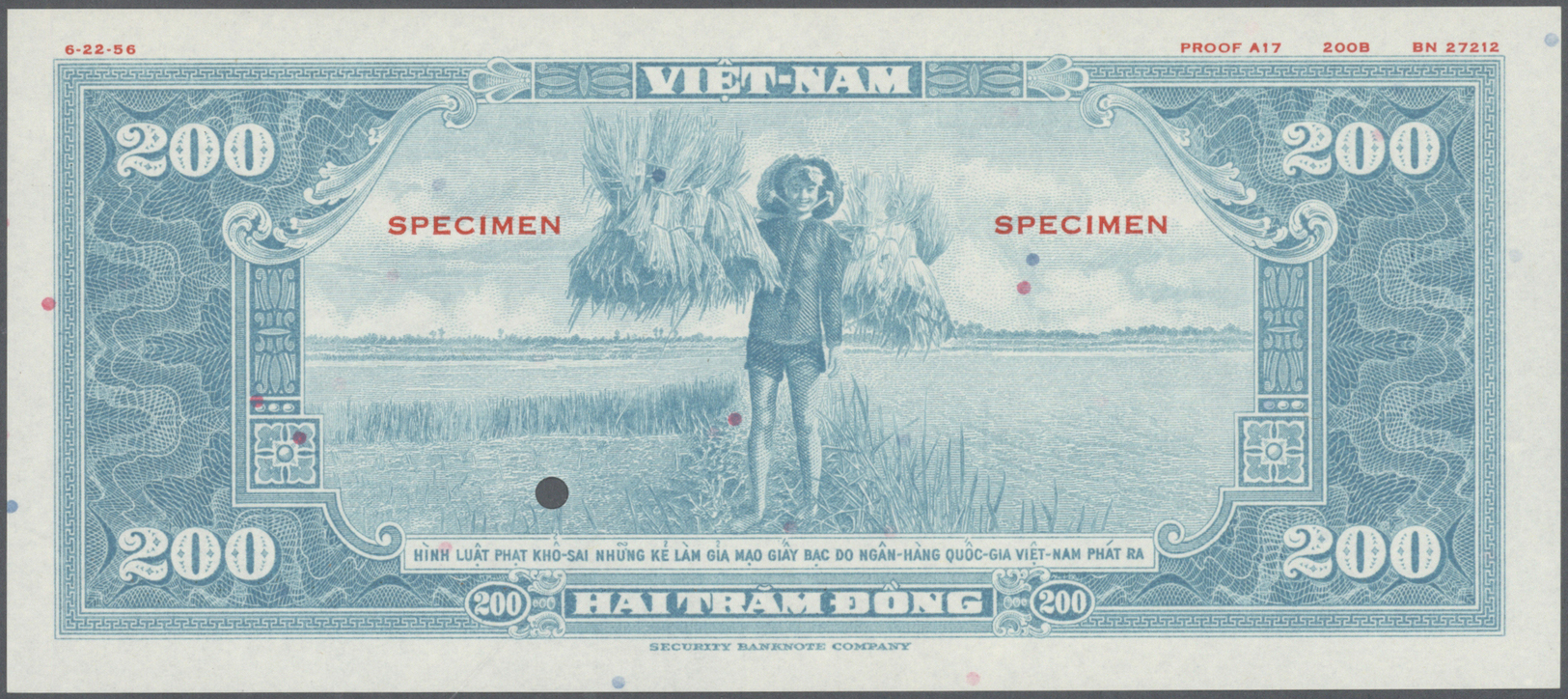 02967 South Vietnam / Süd Vietnam: large set of 11 separately printed front and back side proofs (total 22 proofs font &