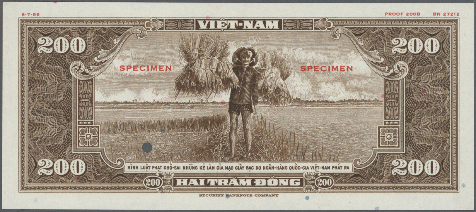 02967 South Vietnam / Süd Vietnam: large set of 11 separately printed front and back side proofs (total 22 proofs font &