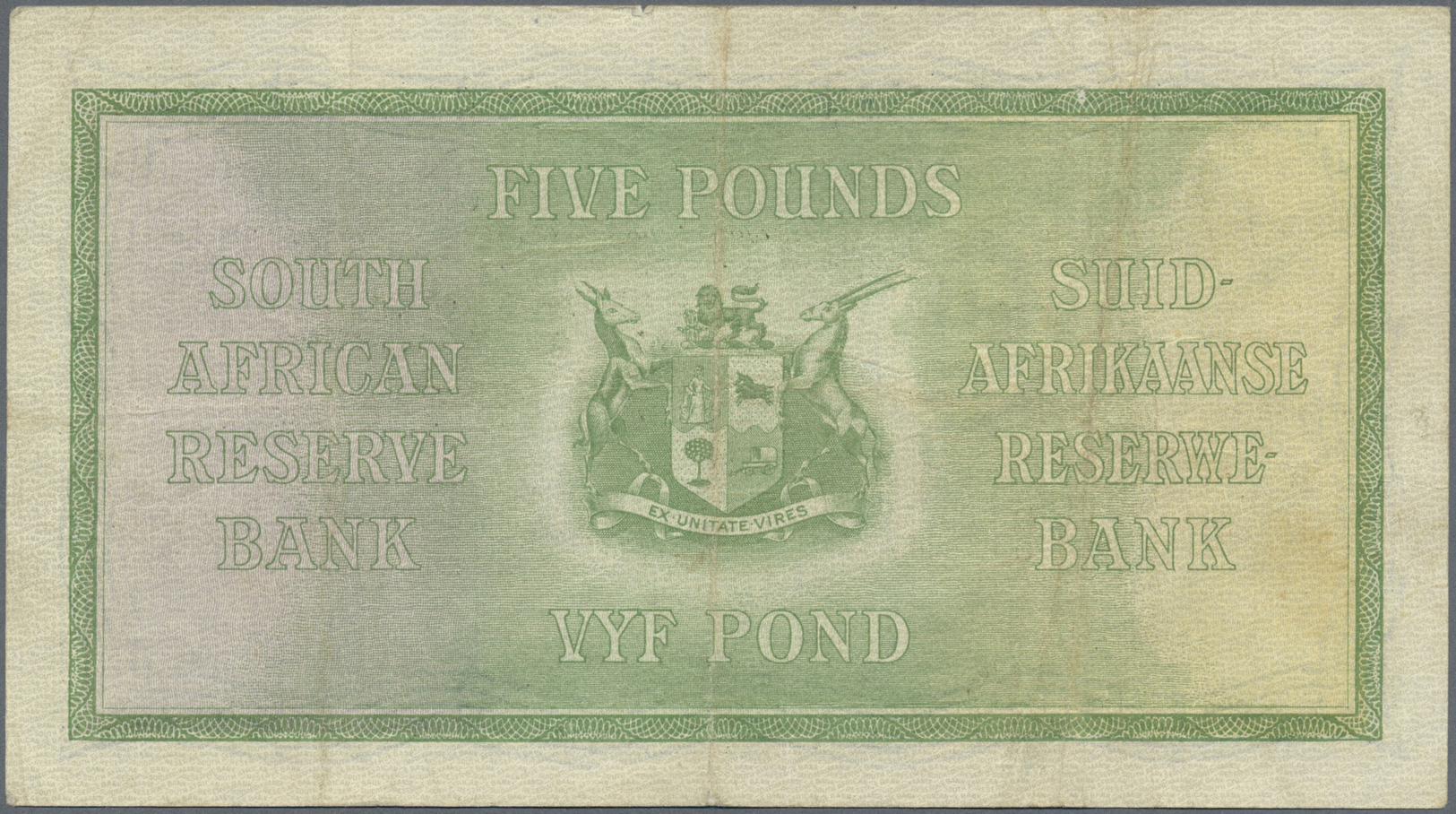 02982 Southwest Africa: 5 Pounds 1929 P. 86a, Used With Folds, No Holes, Still Strong Paper, Nice Colors, Condition: F+ - Namibie