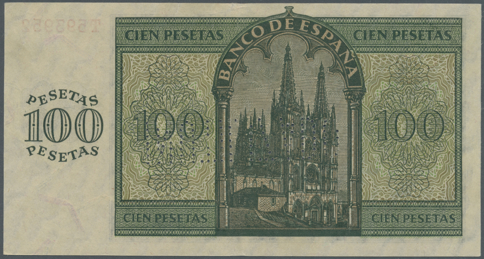 02988 Spain / Spanien: 100 Pesetas 1936 With Cancellation "inutilizado", Regular Serial Number, P. 101s, In Condition: U - Autres & Non Classés