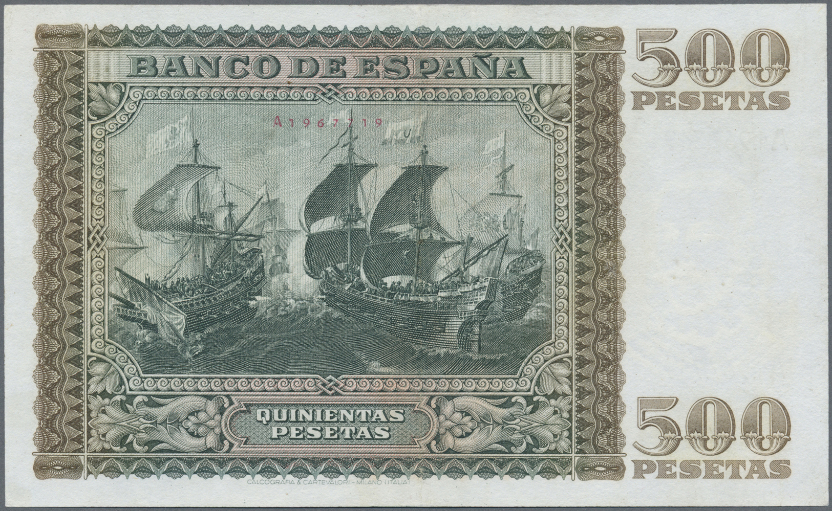 02998 Spain / Spanien: 500 Pesetas 1940 P. 119a, Light Center Fold, Pressed And Small Restorations At Upper Border Cente - Autres & Non Classés