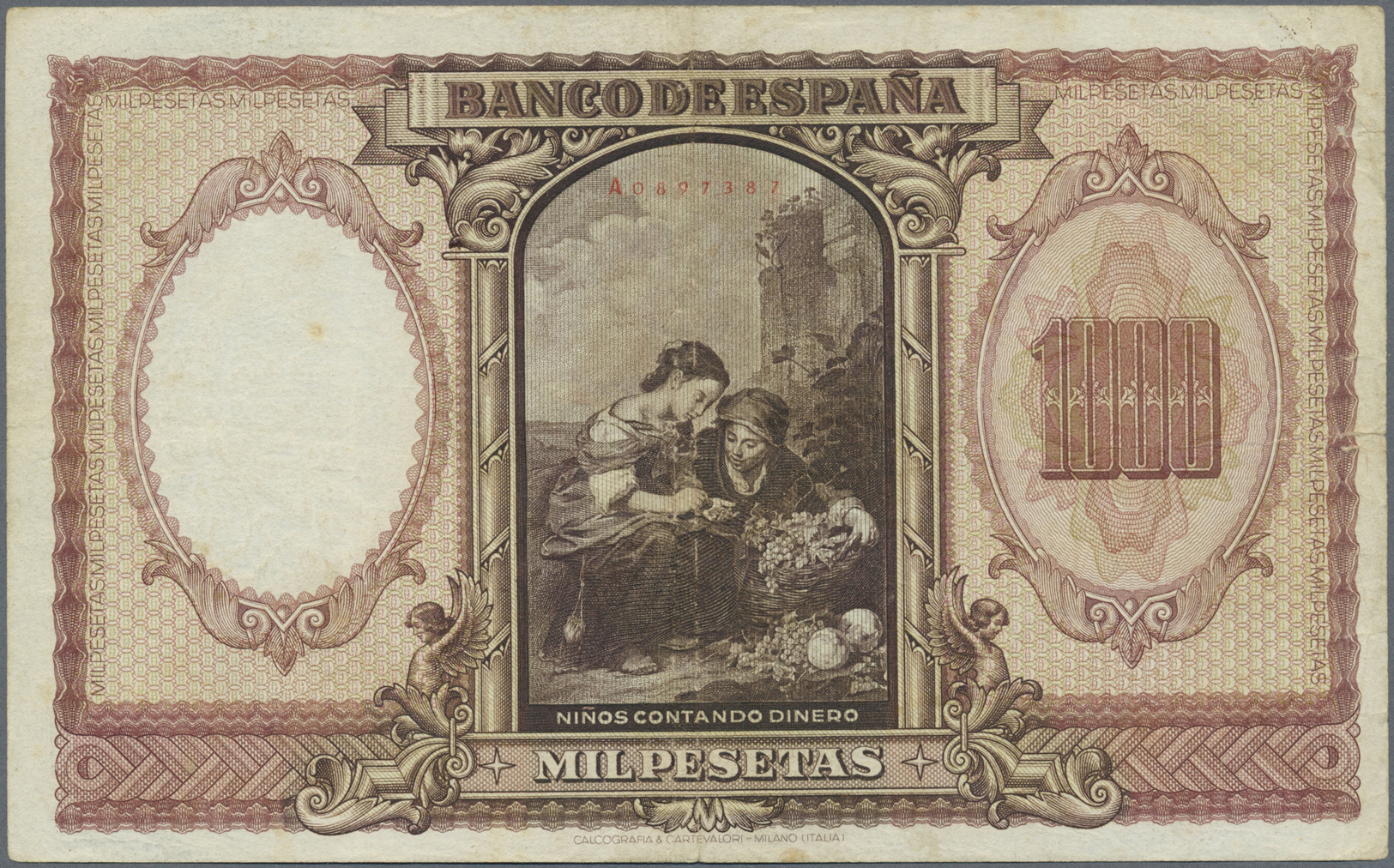 03001 Spain / Spanien: 1000 Pesetas 1940 P. 120, Used With Several Folds And Some Border Tears, No Repairs, No Holes, St - Autres & Non Classés