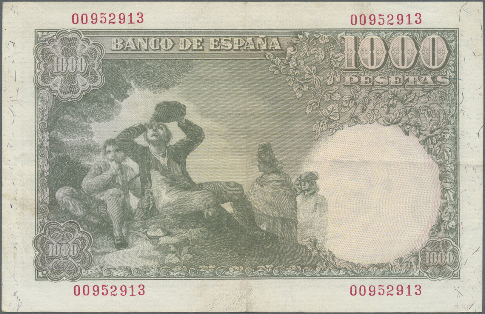 03006 Spain / Spanien: 1000 Pesetas 1949 P. 138a, Very Crisp Original Paper, Horizontal And Vertical Fold, No Holes Or T - Autres & Non Classés