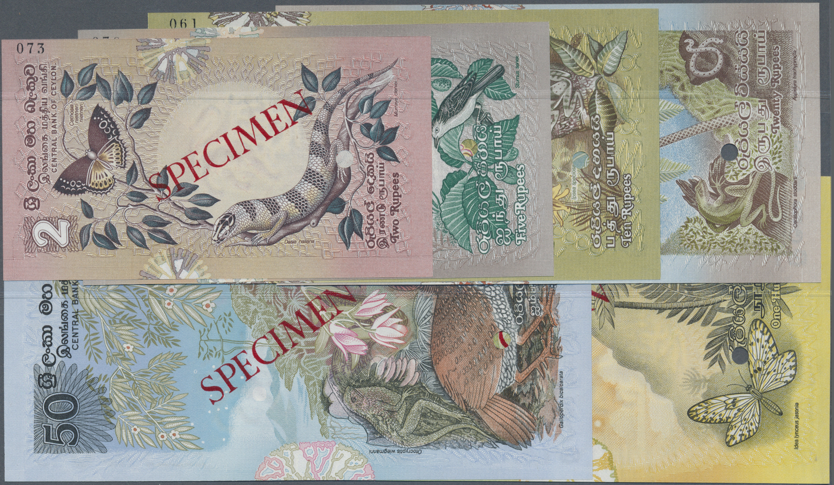 03013 Sri Lanka: Central Bank Of Ceylon Set With 6 Banknotes Of The "Animals" Series 1979 With 2, 5, 10, 20, 50 And 100 - Sri Lanka