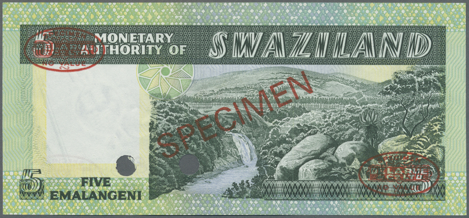 03038 Swaziland: 5 Emalangeni 1974 Specimen P. 3s In Condition: UNC. - Autres - Afrique