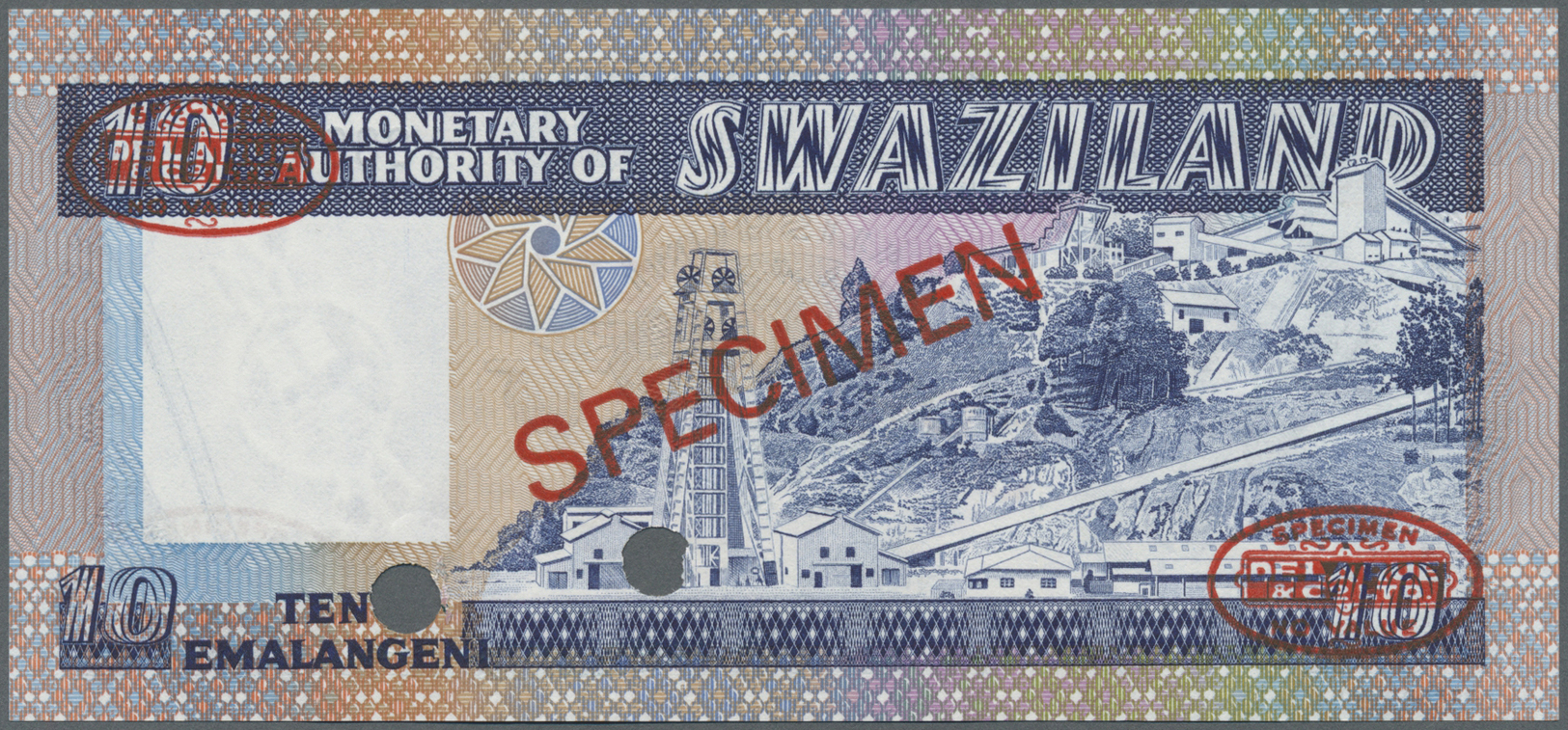 03039 Swaziland: 10 Emalangeni 1974 Specimen P. 4s In Condition: UNC. - Autres - Afrique