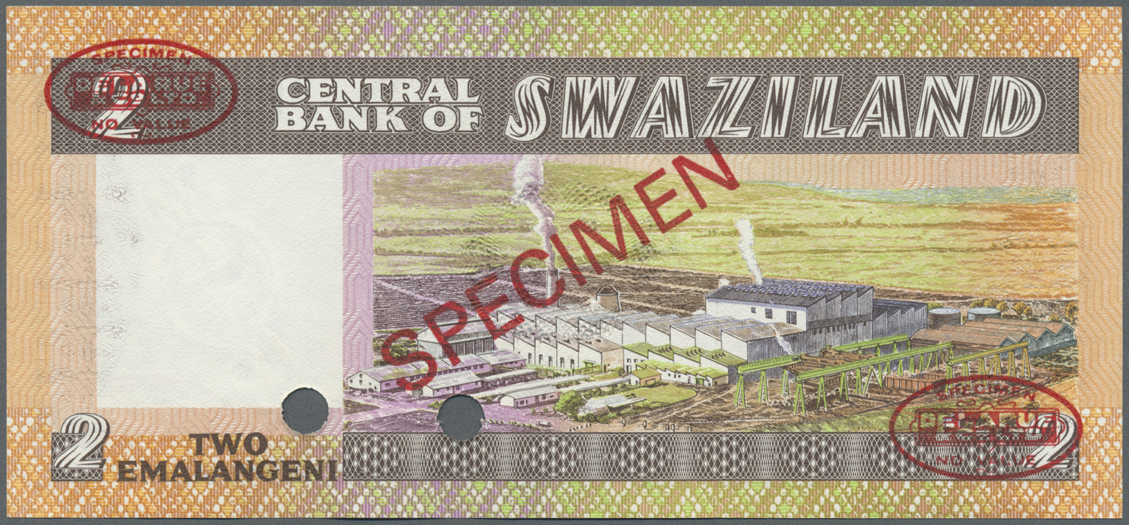 03042 Swaziland: 2 Emalangeni 1983 Specimen P. 8s In Condition: AUNC. - Autres - Afrique