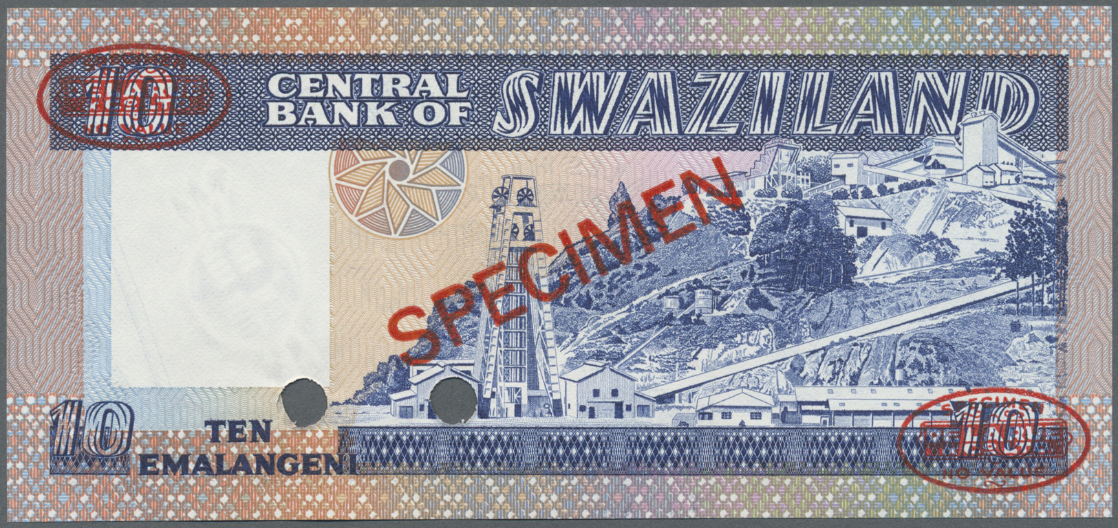 03044 Swaziland: 10 Emalangeni 1982 Specimen P. 10s1 In Conition: UNC. - Autres - Afrique