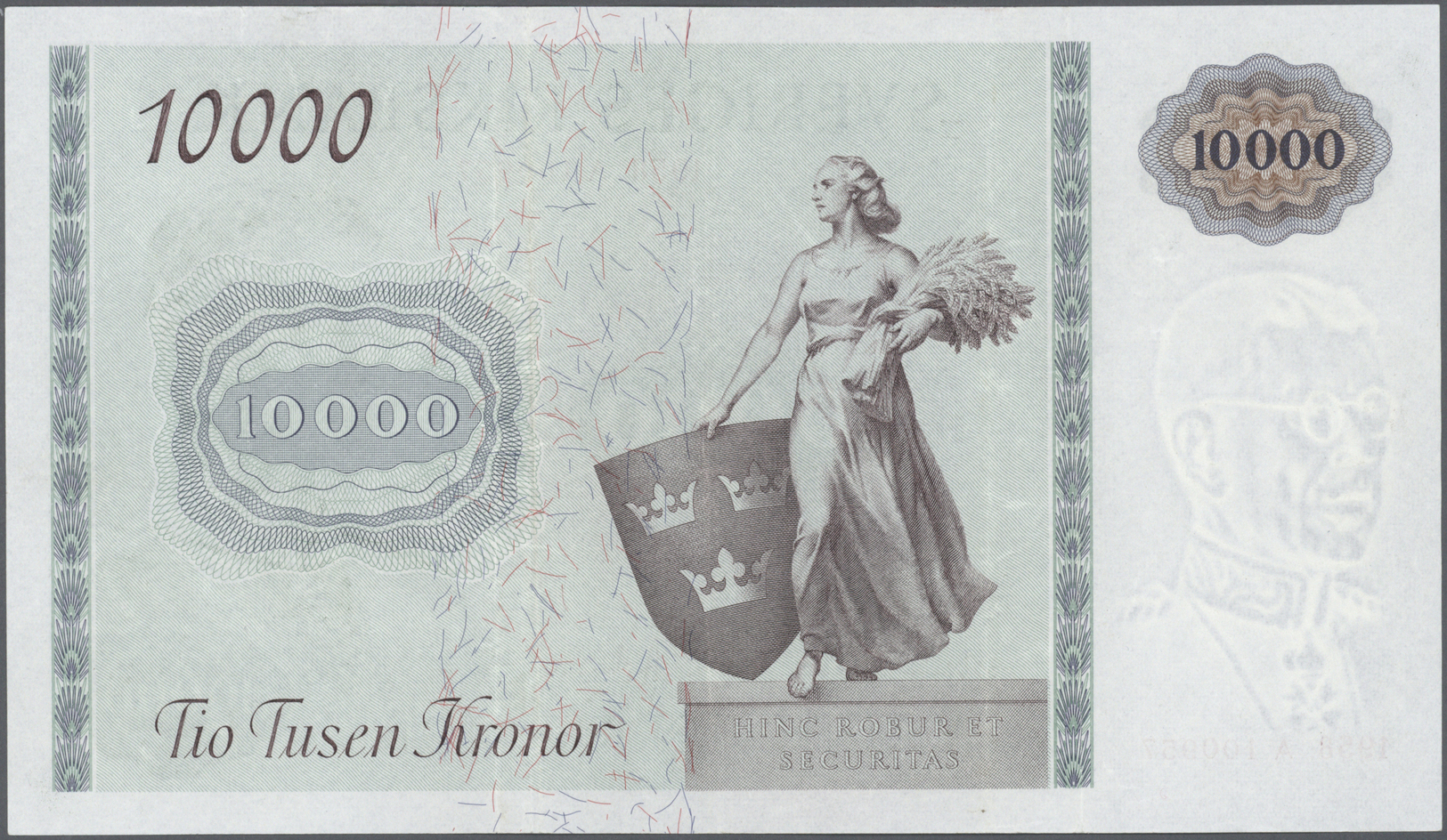 03052 Sweden / Schweden: 10.000 Kronor 1958, P.49, Highly Rare Note In Original Folder And In Excellent Condition, Great - Suède