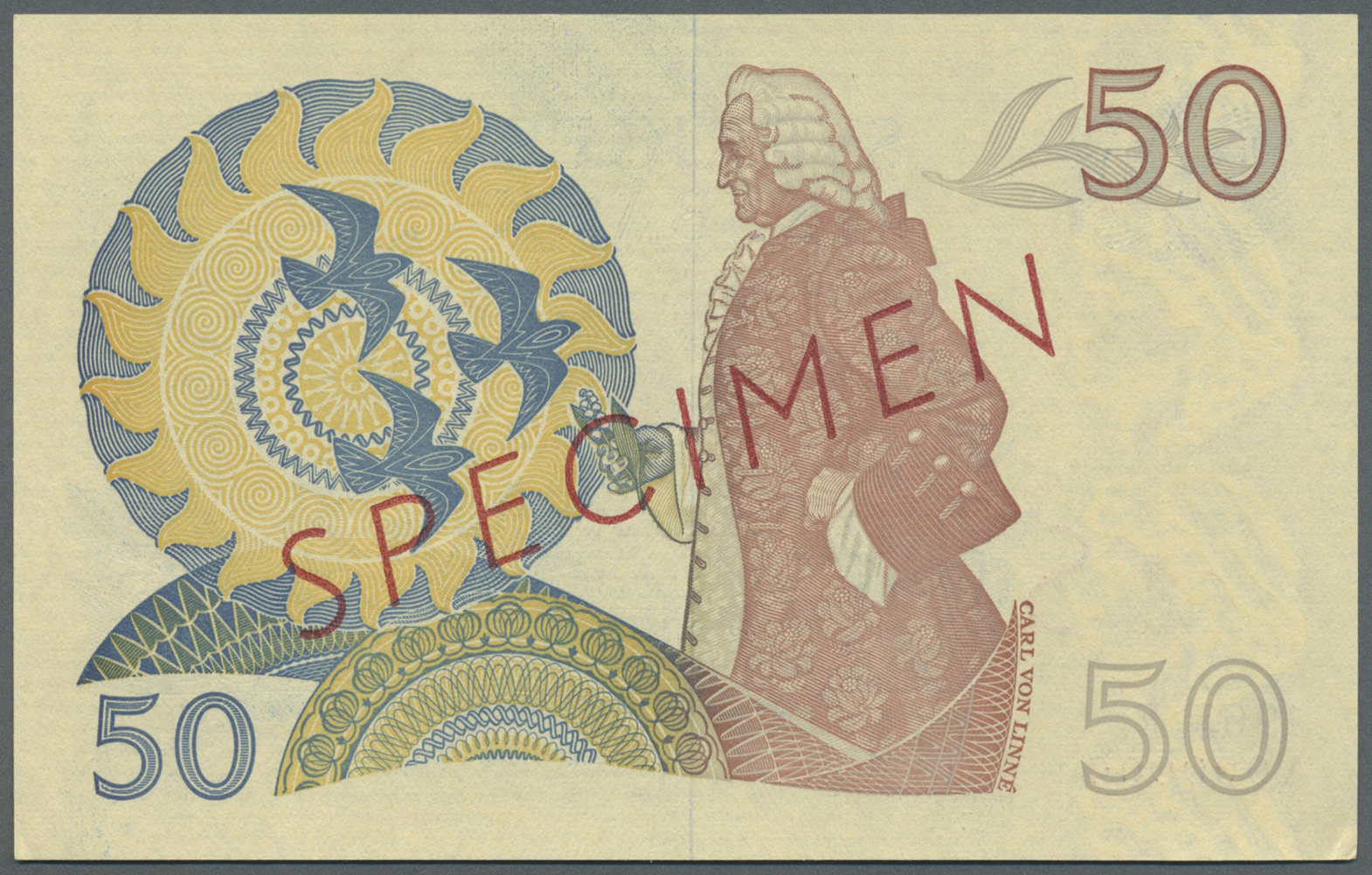03057 Sweden / Schweden: 50 Kronor 1965 Specimen P. 53s, Zero Serial Numbers, Red Specimen Overprint, In Condition: AUNC - Suède