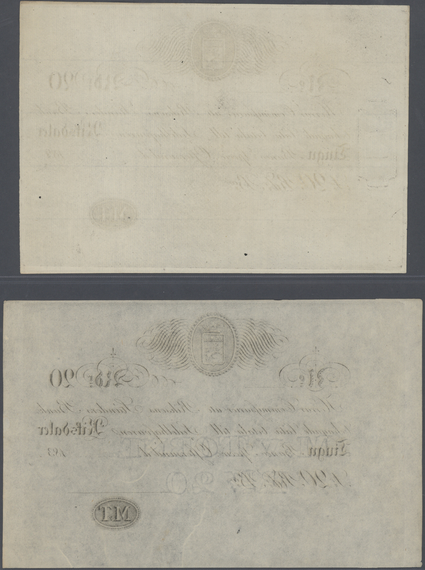 03063 Sweden / Schweden: Very Interesting Pair Of 2 Blanco Forms For 20 Riksdaler Of The Riksens Ständers Bank, One With - Suède