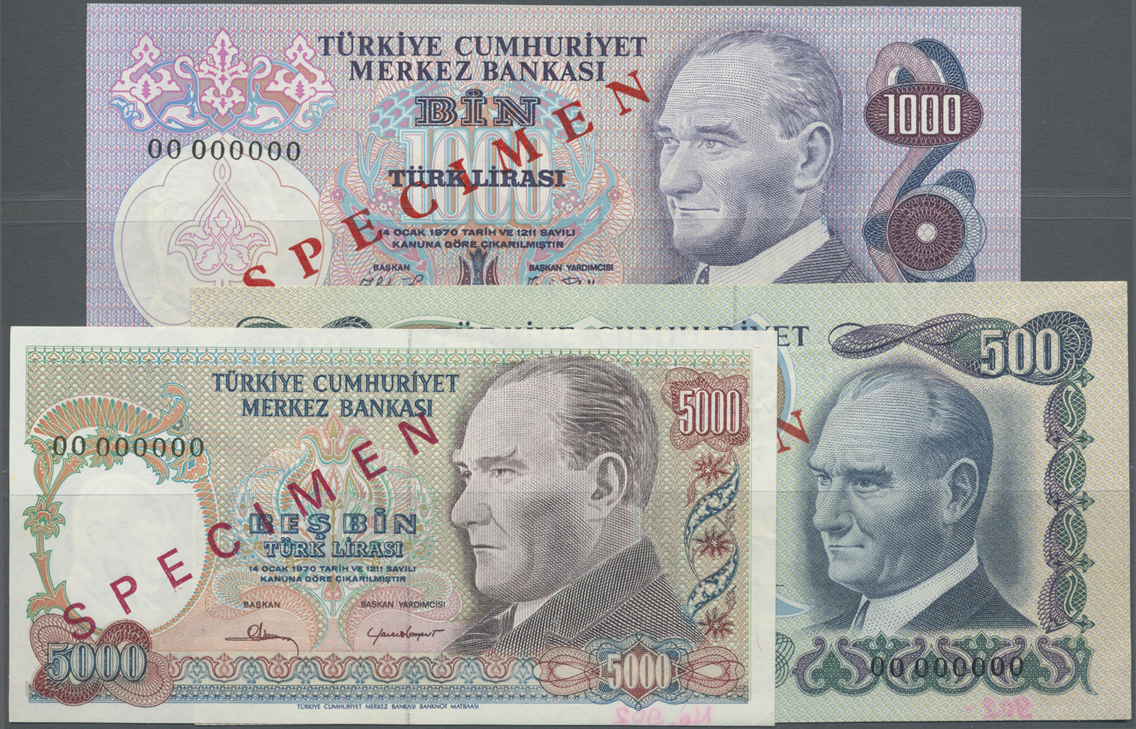 03127 Turkey / Türkei: Set Of 15 Different Specimen Banknotes Containing The Following Pick Numbers 2x 196s, 196As, 2x 1 - Turquie