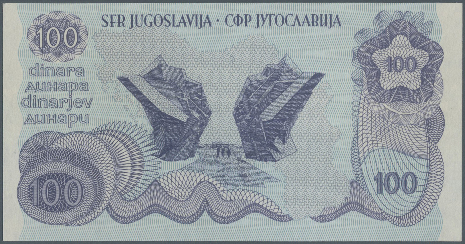 03519 Yugoslavia / Jugoslavien: 100 Dinars ND(1978) Not Issued Banknote, First Time Seen In Blue Color, Unique As PMG Gr - Yougoslavie