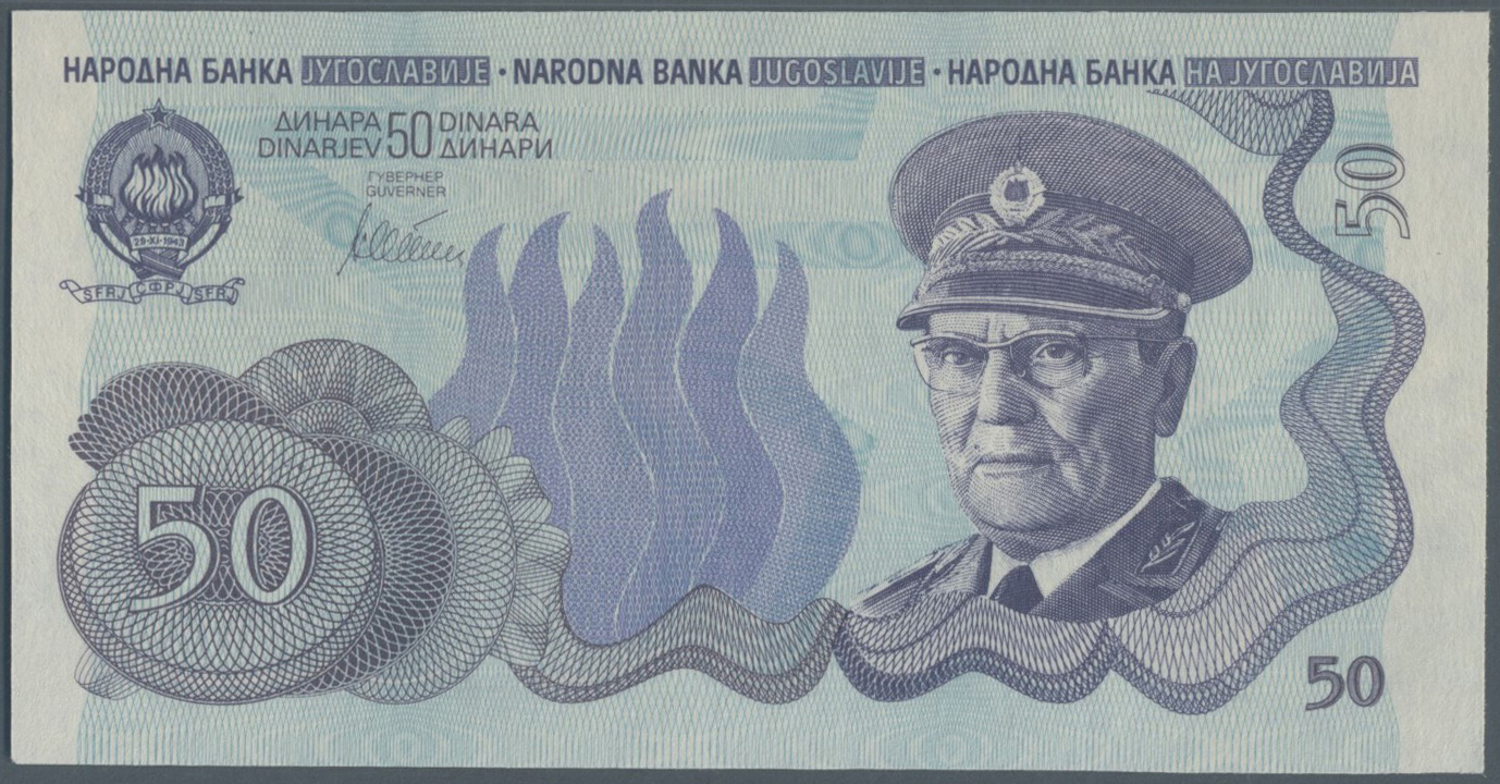 03520 Yugoslavia / Jugoslavien: 50 Dinars ND(1978) Not Issued Banknote, First Time Seen In Blue Color, Unique As PMG Gra - Yougoslavie