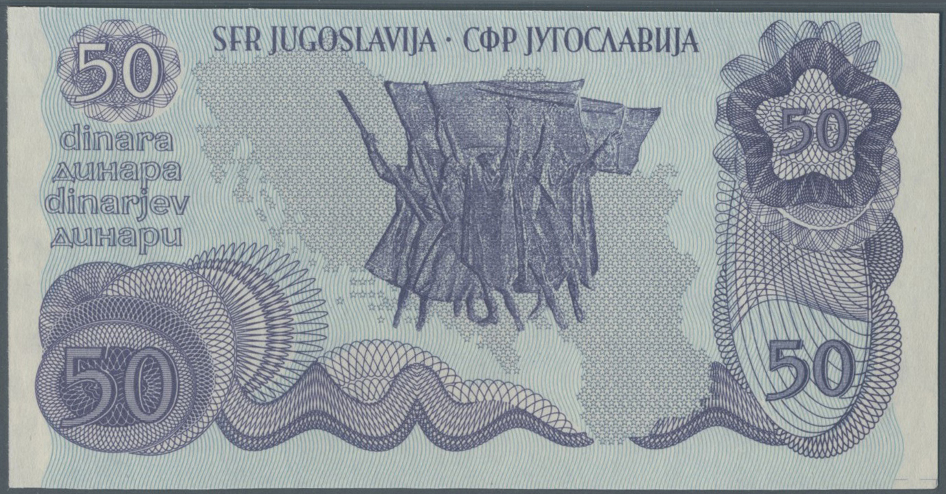 03520 Yugoslavia / Jugoslavien: 50 Dinars ND(1978) Not Issued Banknote, First Time Seen In Blue Color, Unique As PMG Gra - Yougoslavie