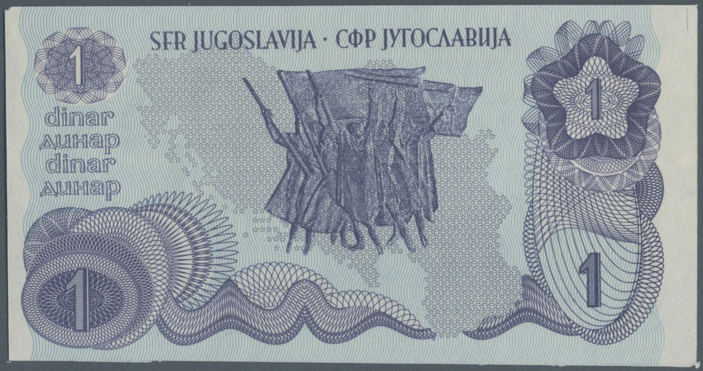 03522 Yugoslavia / Jugoslavien: 1 Dinar ND(1978) Not Issued Banknote, First Time Seen In Blue Color, Unique As PMG Grade - Yougoslavie