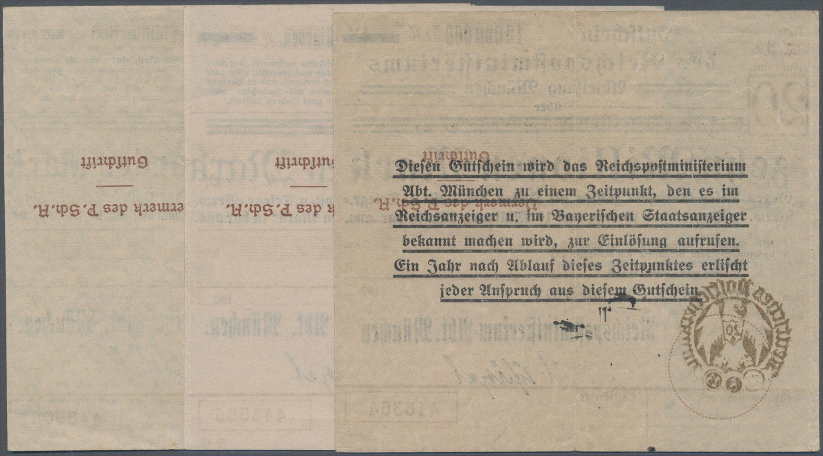 04113 Deutschland - Reichsbahn / Reichspost: München, Oberpostdirektion, 10 Millionen Mark, 22.8.1923; Erh. II-; 100 Mrd - Autres & Non Classés