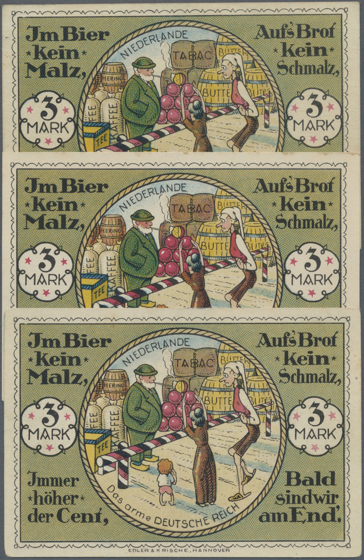 04239 Deutschland - Notgeld - Westfalen: Gronau, Gesellschaft Hohe Ecke, 3 X 3 Mark, O. D., Erh. I-II, Total 3 Scheine - Autres & Non Classés