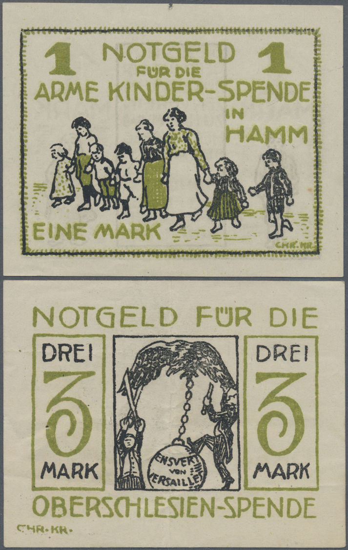 04240 Deutschland - Notgeld - Westfalen: Hamm, Bürgerschützenverein, 1, 3 Mark, 6./7.2.1921, Erh. I, II-, Total 2 Schein - Autres & Non Classés
