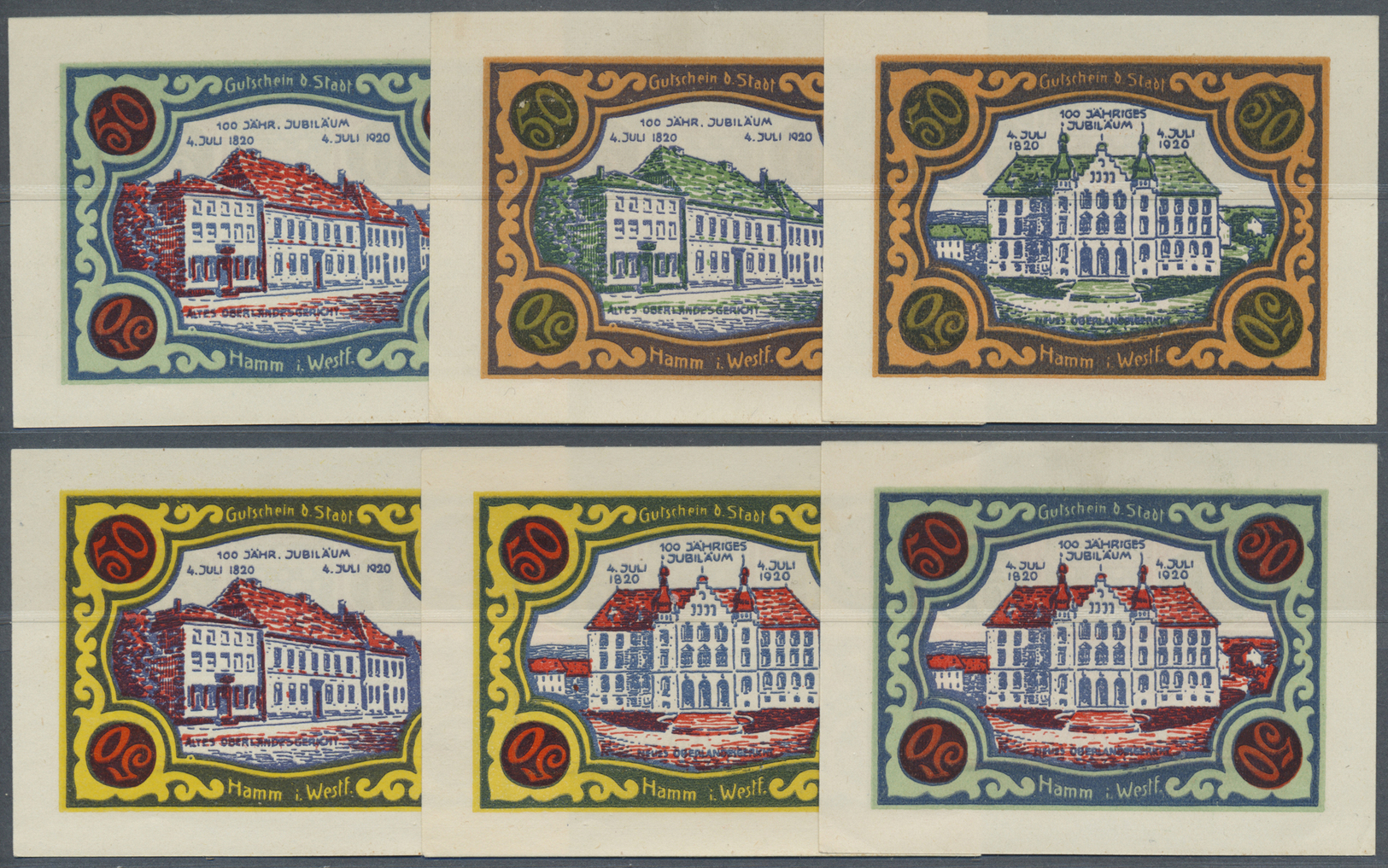 04242 Deutschland - Notgeld - Westfalen: Hamm, Stadt, 50 Pf., 18.5.20, Weißes Papier Mit Breitem Weißem Rand; Serie B : - Autres & Non Classés