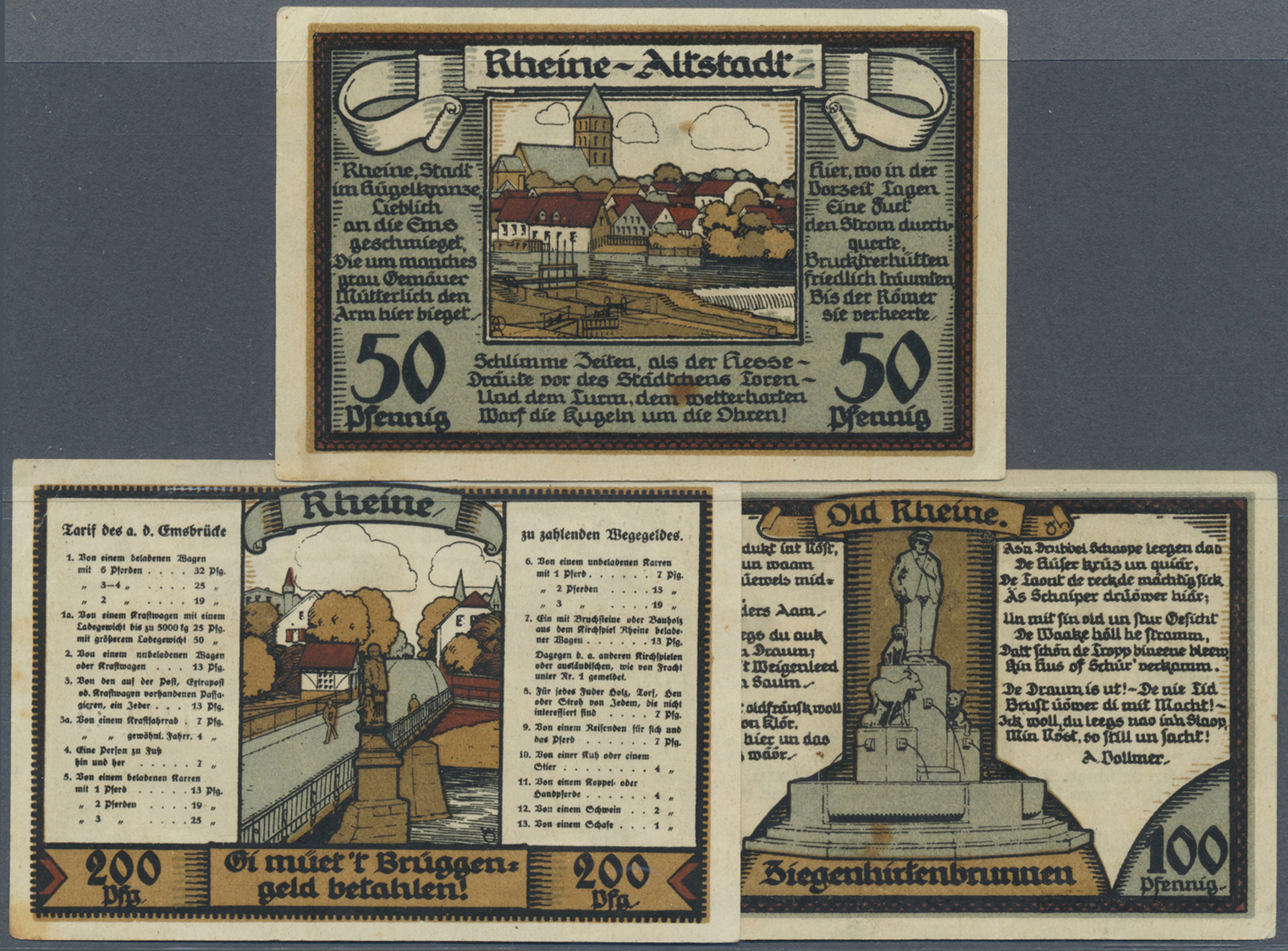 04252 Deutschland - Notgeld - Westfalen: Rheine, Hotel Letterhaus, 50, 100, 200 Pf., Januar 1922, Alle Mit KN *, Erh. II - Autres & Non Classés