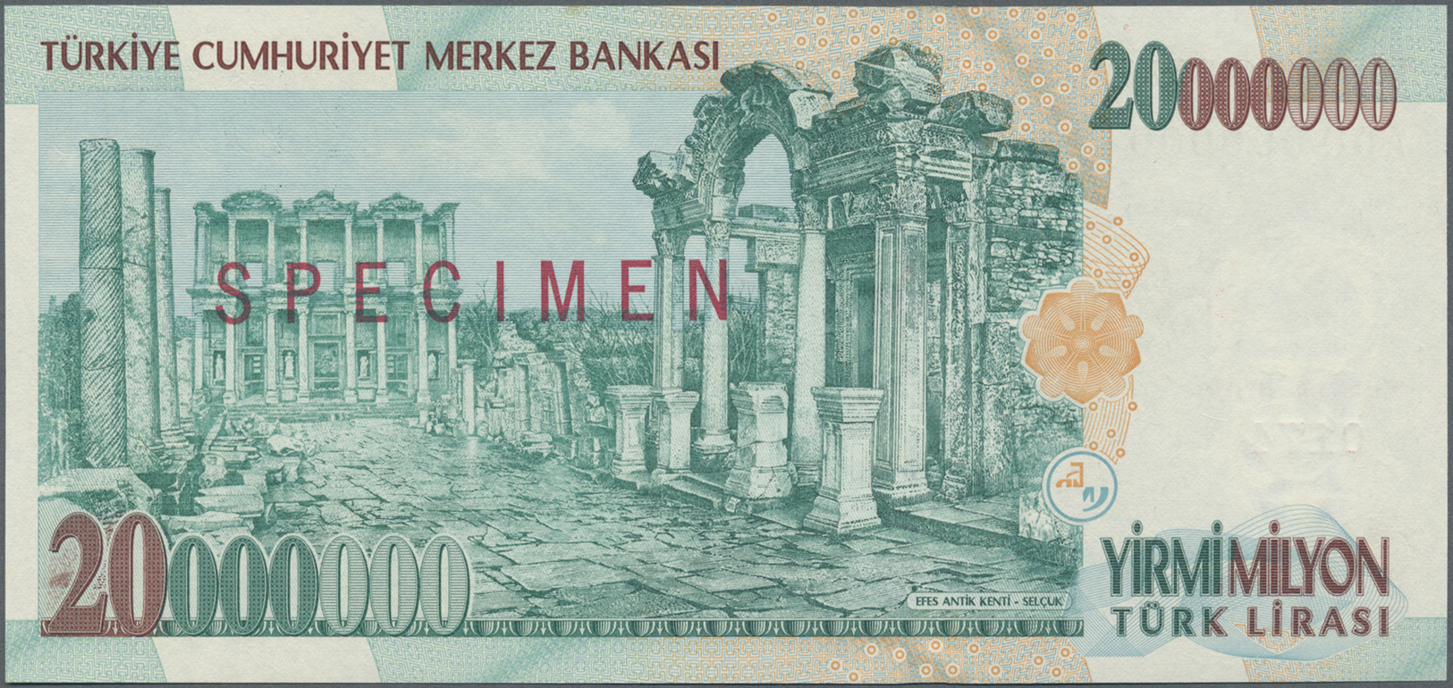 03131 Turkey / Türkei: 20.000.000 Lira ND(1984-2002) Specimen P. 215s In Condition: UNC. - Turquie