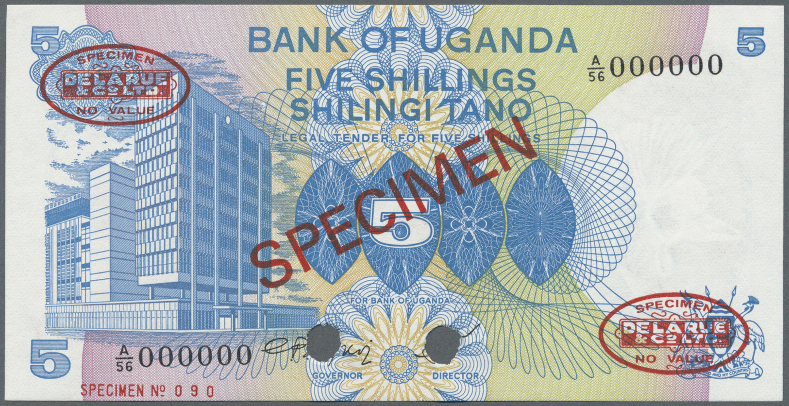 03134 Uganda: 5 Shillings 1979 Specimen P. 10s In Condition: UNC. - Ouganda