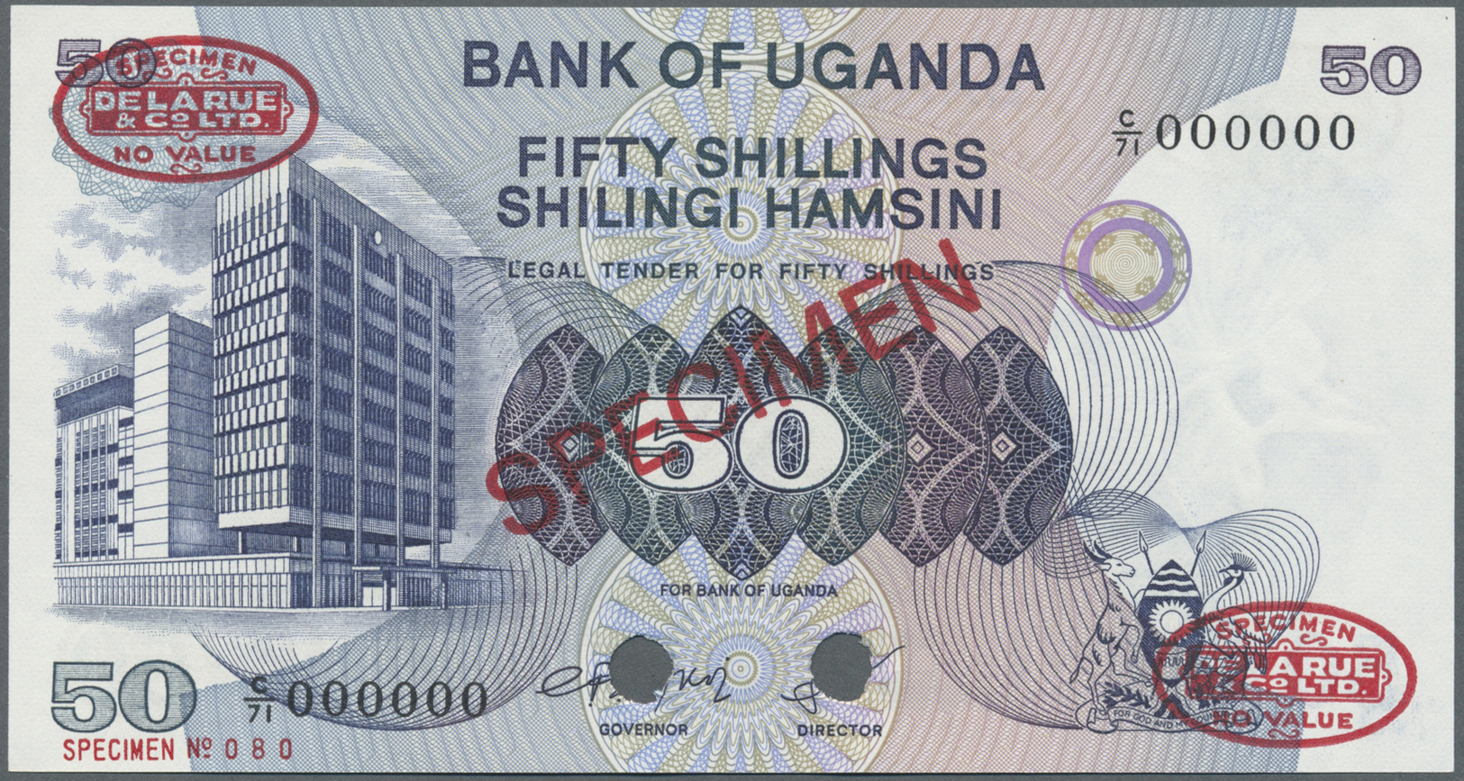 03137 Uganda: 50 Shillings 1979 Speicmen P. 13bs In Condition: AUNC. - Ouganda