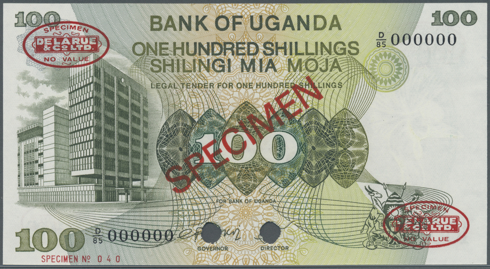 03138 Uganda: 100 Shillings 1979 Specimen P. 14bs In Condition: UNC. - Ouganda