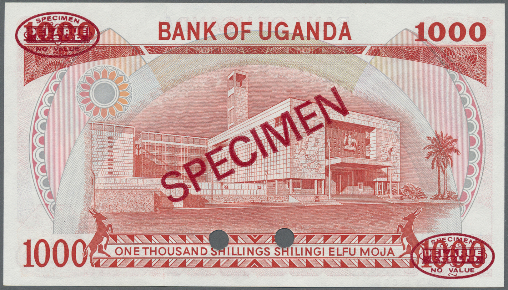 03142 Uganda: 1000 Shillings 1983 Specimen P. 23s In Condition: UNC. - Ouganda