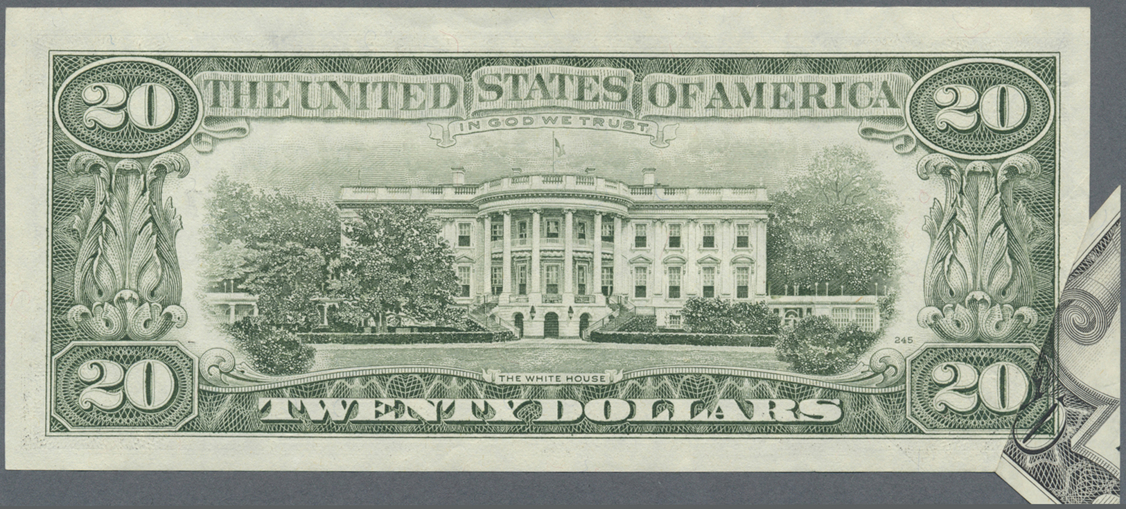 03418 United States Of America: 20 Dollars 1985 P. 477 Error Note, Miscut And Error Printed At Lower Left Corner, Condit - Altri & Non Classificati