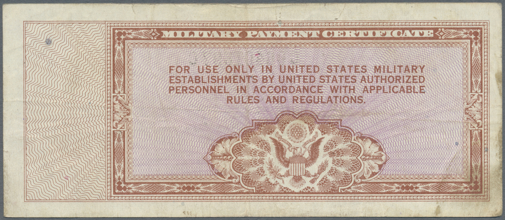 03419 United States Of America: Military Payment Certificate 10 Dollars Series 472 P. M21, Used With Folds, Light Stain - Autres & Non Classés