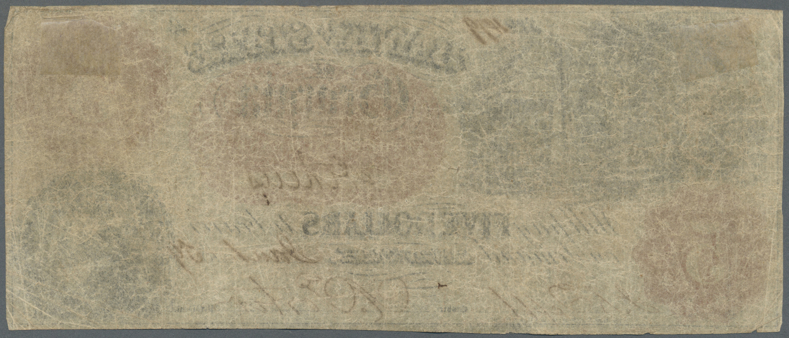 03438 United States Of America: Georgia, Bank Of The State Of Georgia 5 Dollars 1859, P.NL, Yellowed Paper With Several - Autres & Non Classés