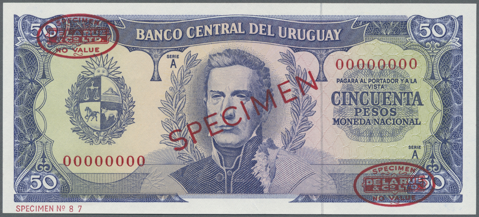 03475 Uruguay: 50 Pesos 1967 Specimen P. 46s In Condition: UNC. - Uruguay