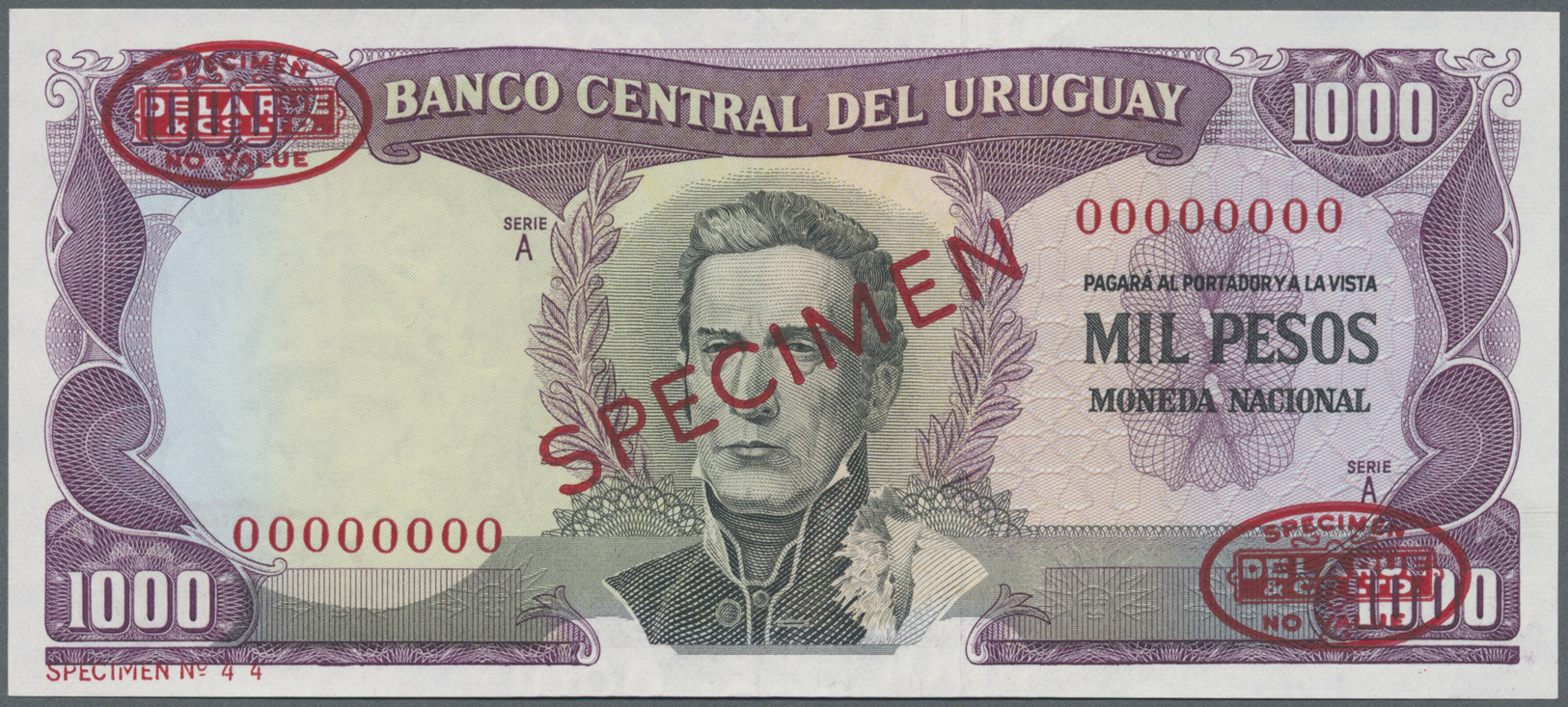 03476 Uruguay: 1000 Pesos 1967 Specimen P. 49s In Condition: UNC. - Uruguay