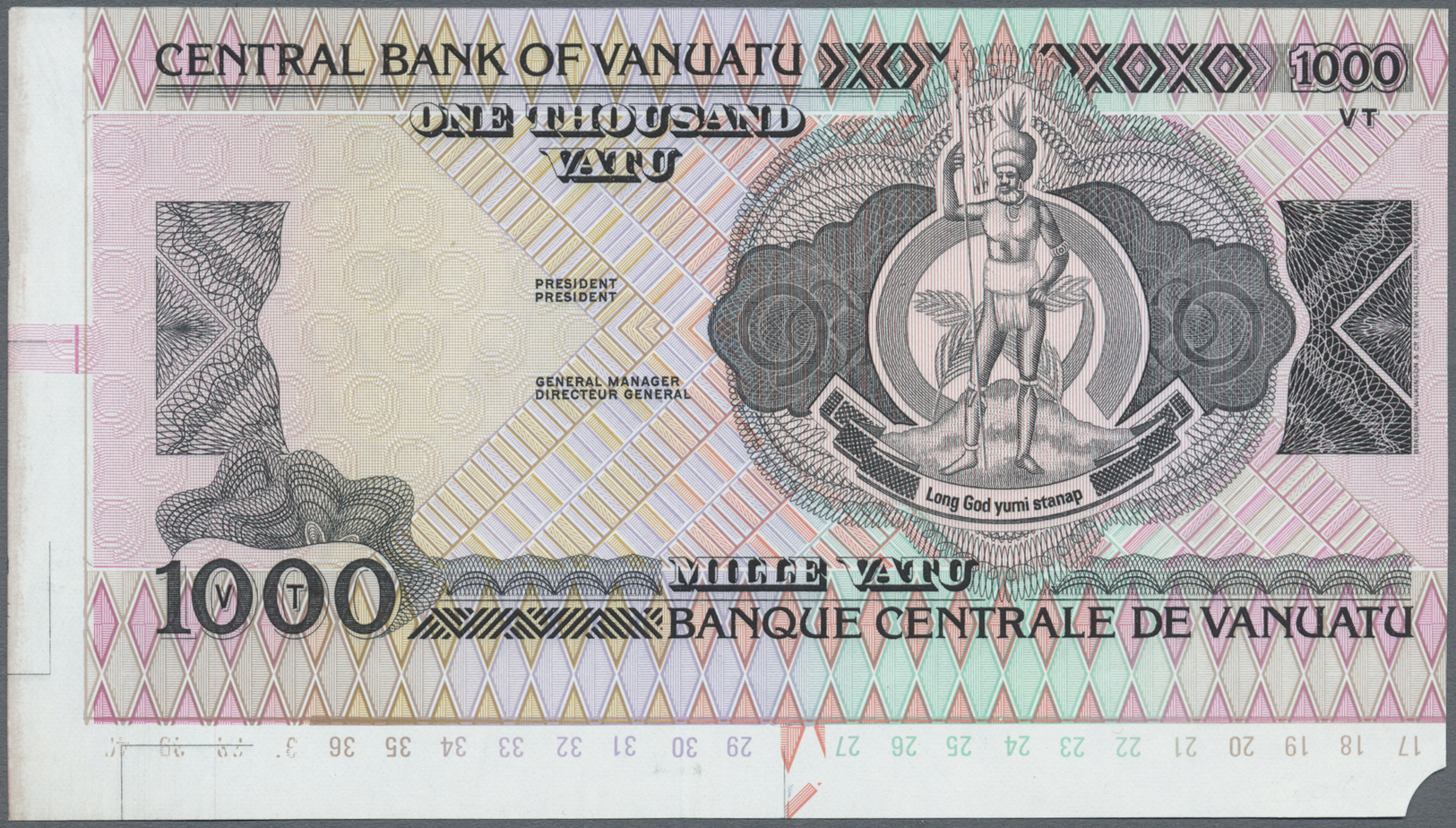 03484 Vanuatu: 1000 Vatu ND Proof Print P. 3p With Sheet Border Pieces In Condition: AUNC. - Vanuatu