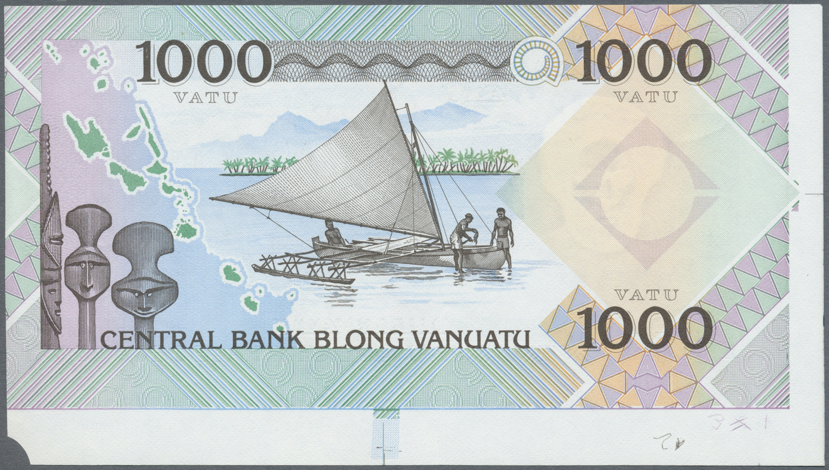 03484 Vanuatu: 1000 Vatu ND Proof Print P. 3p With Sheet Border Pieces In Condition: AUNC. - Vanuatu